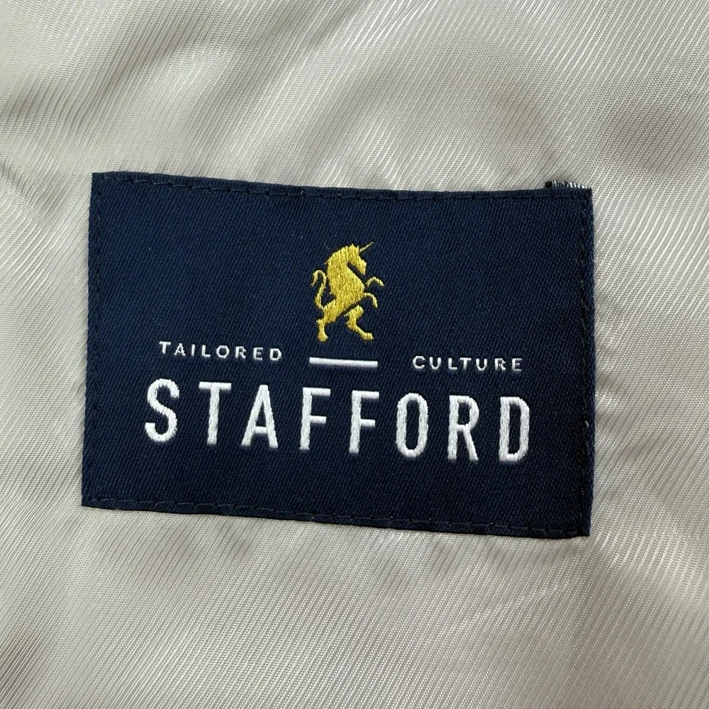 Stafford Linen Blazer Men's 36S Beige Classic Fit 2 Button Dual Vent Sport Coat